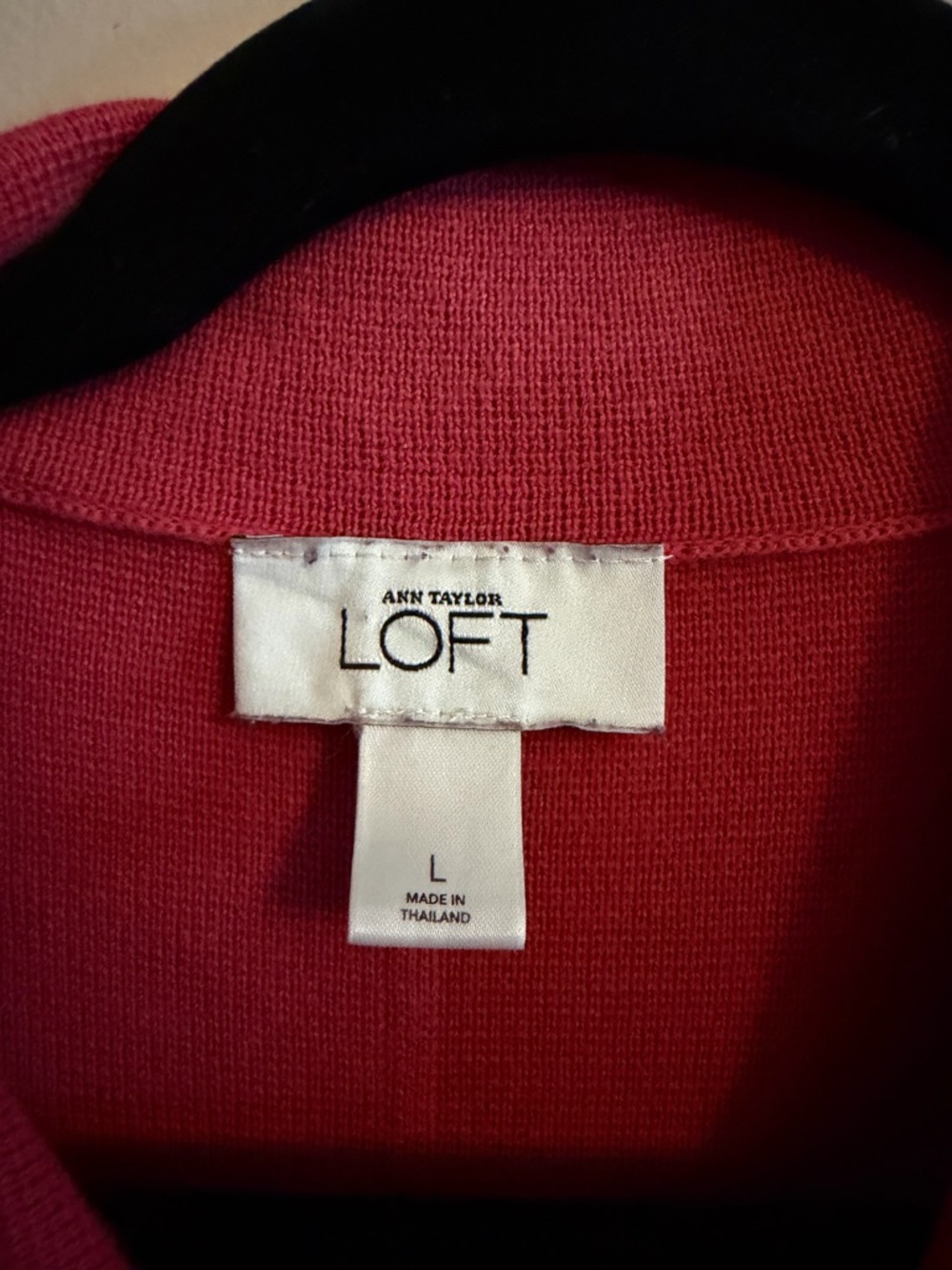LOFT Raspberry Pink Knit Short Sleeve Cardigan - Picture 3 of 3